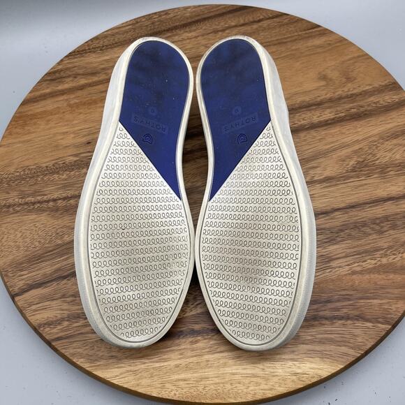 Rothy's Slip On Shoes Womens Size 10 Beige Ecru Knit Blue Trim Casual Sneakers - Picture 7 of 8